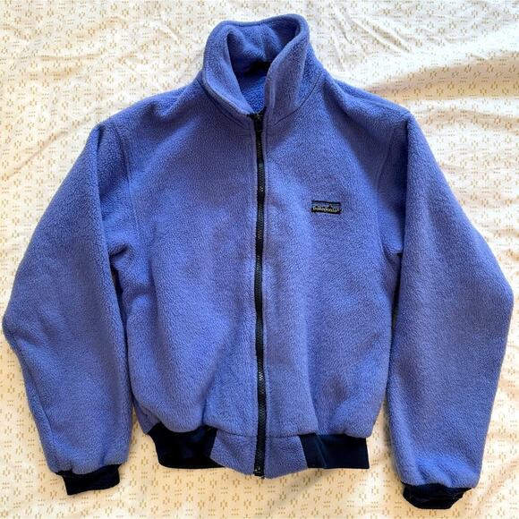 Patagonia Vintage Full Zip Fleece Bomber Jacket Sweatshirt Kids Size 7/8 - Picture 1 of 5